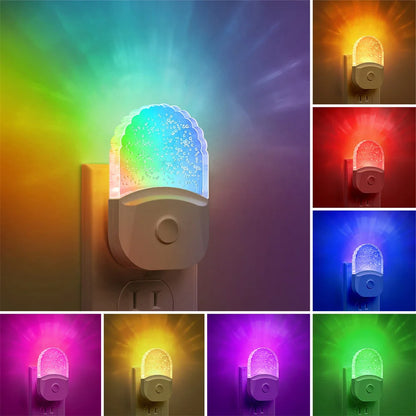 RGB Plug in Night Light Color Changing Dusk to Dawn Wall Socket Wireless LED Nightlight for Kid Living Room Bedroom Bedside Lamp
