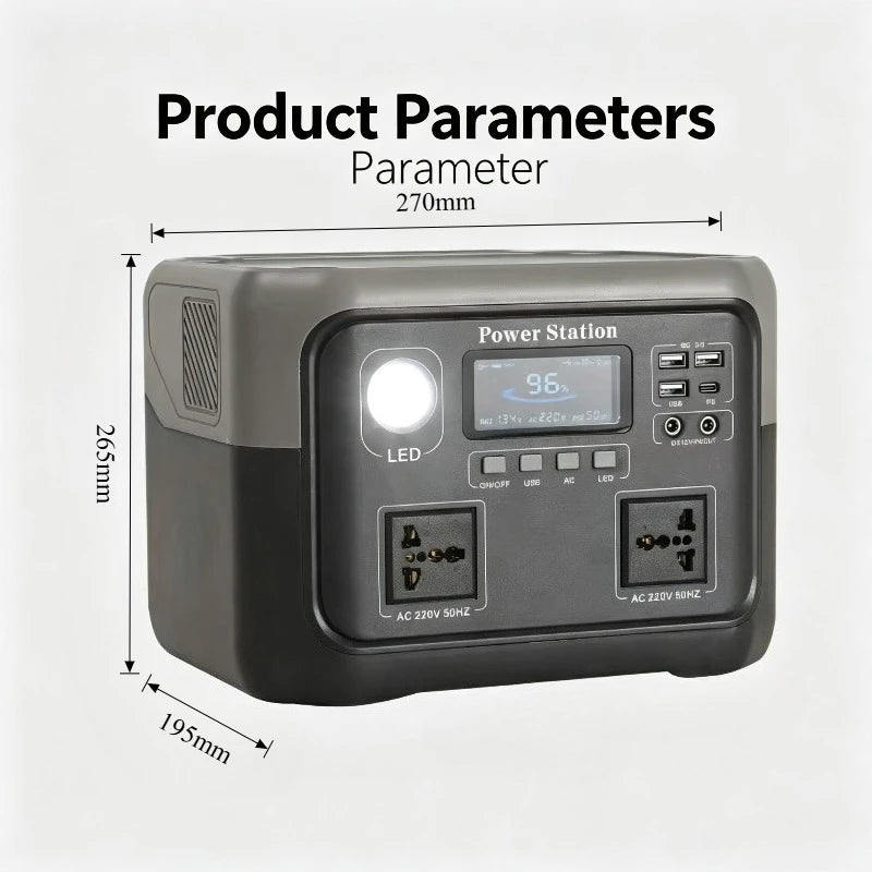 New 800W 716.8WH Portable Power Station 600W/800W Solar Generator Backup Power Bank for Outdoor Camping Home Emergency RV Travel