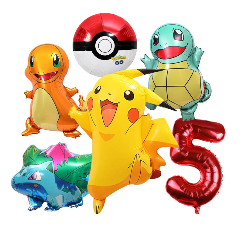 Pikachu Cartoon Balloon Garland Kit Lightning Foil Balloons Kids Birthday Party Supplies