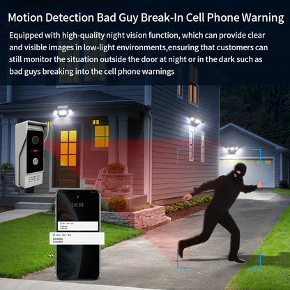 Wifi Wired Smart Home Video Door Intercom System 7" Color Screen Monitor AHD 1080P Doorbell Tuya App Remote Unlock
