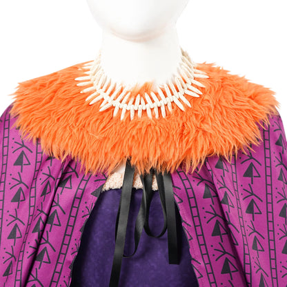 Women Moana Cosplay Costume Villain Matangi Dress Cloak Purple Suit Halloween Outfits Fur Collar Belt Full Set