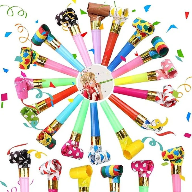 10-50pcs Party Blowers Whistles,Colourful Noisemakers Party Blowouts Squawkers Fringed Noise Maker,Birthday Wedding Noisemakers