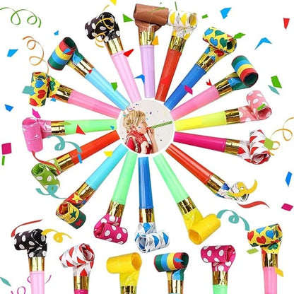 10-50pcs Party Blowers Whistles,Colourful Noisemakers Party Blowouts Squawkers Fringed Noise Maker,Birthday Wedding Noisemakers