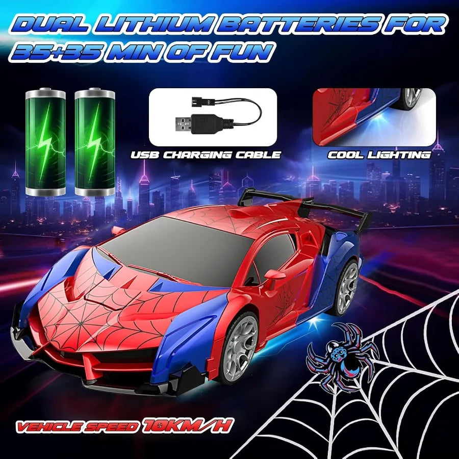 2.4GHz Deformable Spider RC Car - Cool Robot Car with Stunts, Rechargeable Battery & LED Lights, Gift for Kids 3+