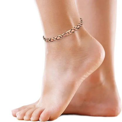 Women Magnetic Therapy Anklets 99.9% Pure Solid Copper 3500 Gauss Magnets Ankle Pain Relief for Arthritis Adjustable Size