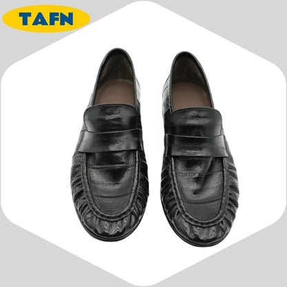 100% Genuine Eel Skin Flat Shoes Trendy Style High-End Good-Looking All-Matching Comfortable Refined and Simple  A40101