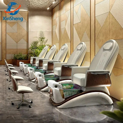 Beauty Salon Pedicure Chair with Electric Back Massage Foot Bath SPA Furniture