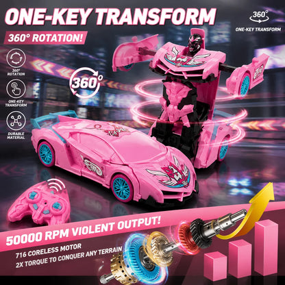 Unicorn RC Car for Girls 2.4GHz Remote Control Stunt Car with LED Lights 360° Rotation Racing Toy Kids Birthday Christmas Gift