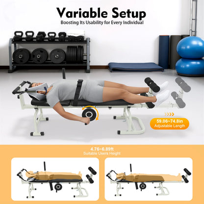 Back Stretch Bench, Multifunctional Neck Stretcher Cervical Traction Device, Adjustable Length Cervical Lumbar Traction Bed