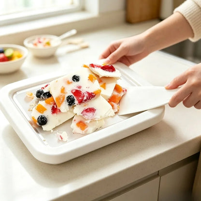 Household Rolled Ice Cream Maker Pan With 2 Scrapers DIY Machine For Sorbet Frozen Yogurt Homemade Dessert