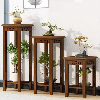 Balcony Floor Standing Bonsai Base, Living Room Sofa Side Indoor Office Plant Shelf Chinese Display Stands