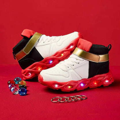 Shadow Shoes Sonic Shadow Shoes for Boys LED Light Up Sneakers Kids High Top Sport Shoes Red Black Casual Running Shoes