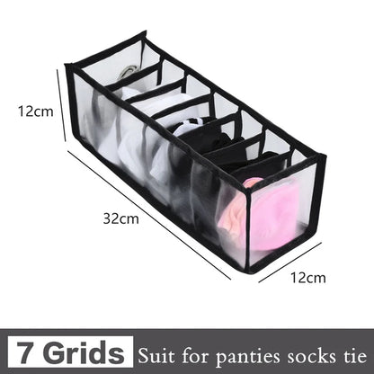 6-Grid Foldable Drawer Divider Underwear Storage Box, Wardrobe Organizer for Bras, Socks & Lingerie, Closet Storage Container