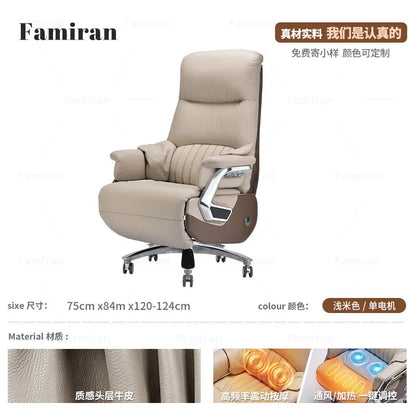 First layer cowhide electric boss chair ergonomic office chair waist support with pedal computer chair