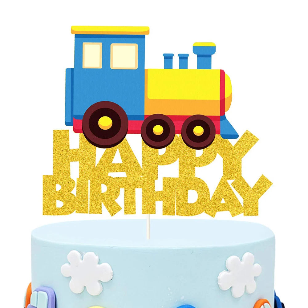 Train Happy Birthday Cake Topper Railway Steam Theme Party Decorations Train Birthday Baby Shower Supplies