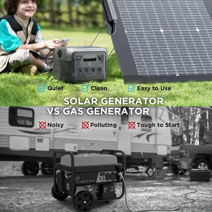 800W Surge 1600W Portable Solar Generator, LiFePO4 768Wh Power Station With 4 AC Outlets & 220W Solar Panel, Customized