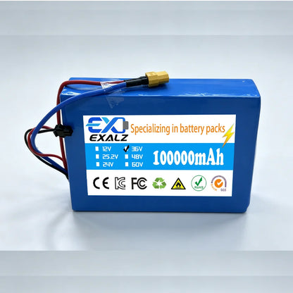 36V Hoverboard Scooter Battery 10S2P 100Ah 18650 Rechargeable Lithium Pack for Skateboard Ultra Thin BMS XT60 Plug