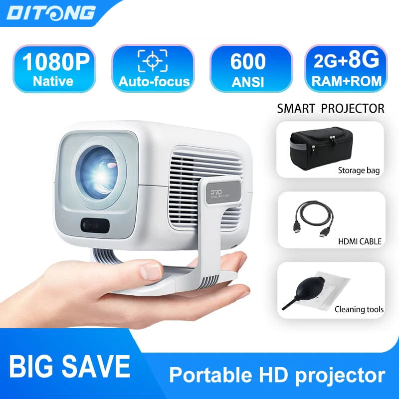 DITONG X3Plus HD Projector Native 1080P Support 4K WIFI6 BT5.4 Android Mini Portable Projector LED Home Theater Video Projector