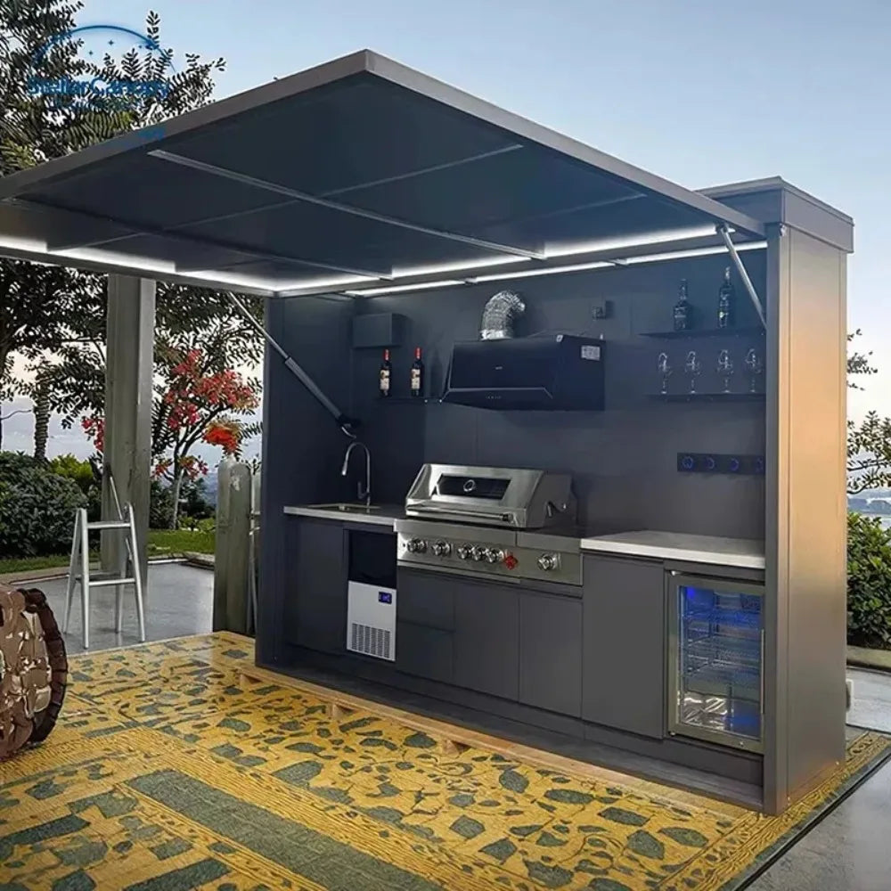 Customized Modular Outdoor Kitchen Island Premium Modular 304 Stainless Steel Outdoor Kitchen Cabinets Anti-Rust Cabinets