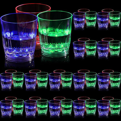 5/10/20/30 Pcs Glow In The Dark Cups Plastic LED Cups Light Up Flash Shot Glasses Christmas Birthday Party Bar Wedding Party