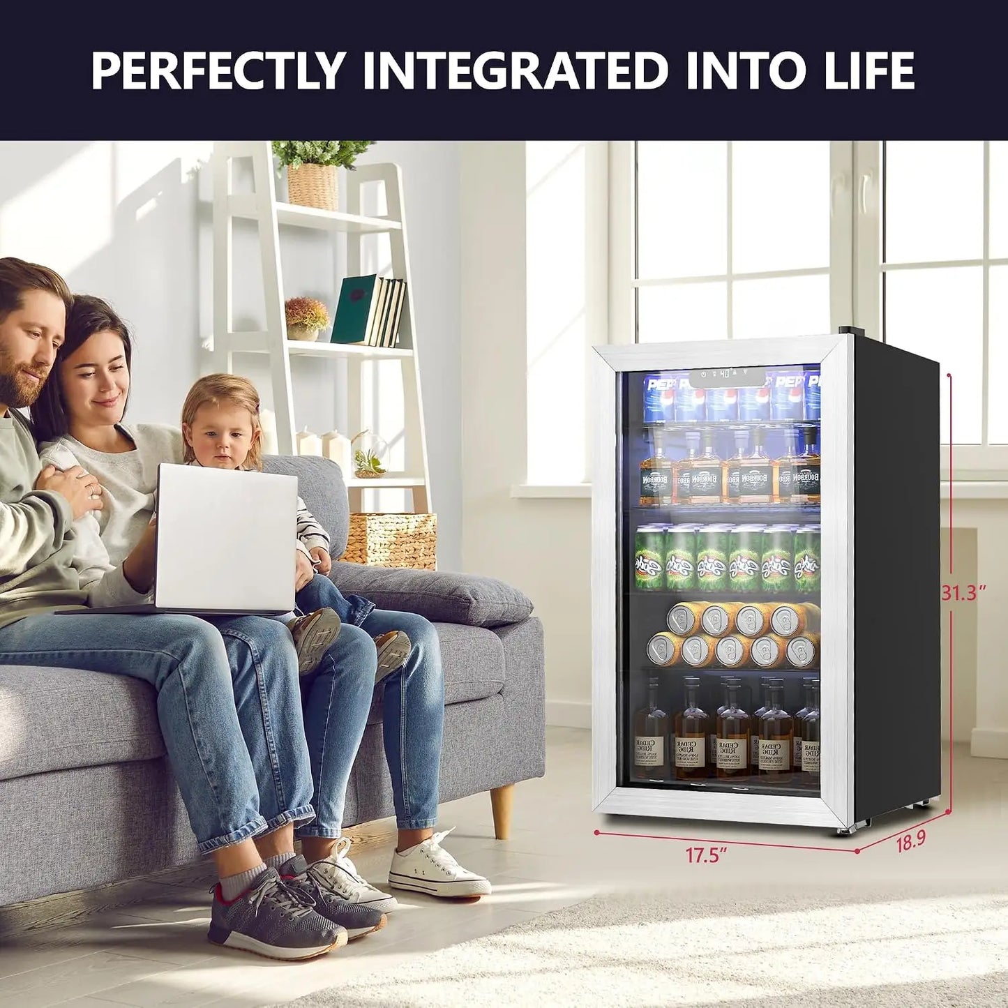 126 Can Mini Beverage Refrigerator Glass Door Cooler For Soda Beer Wine Home Use, Custom