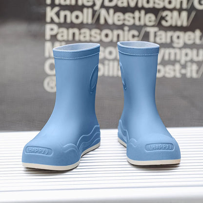 Lightweight rain boots for women, mid tube Japanese rain boots, anti slip, waterproof, wear-resistant thick soled rubber shoes,