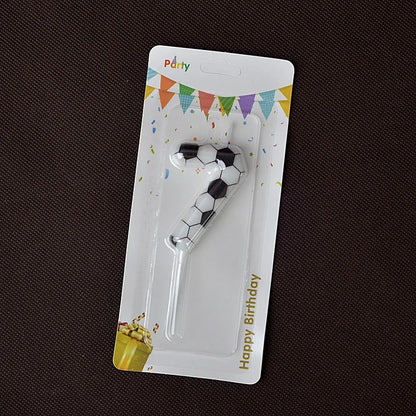 Black White Soccer Number Birthday Candle 0‑9 Football Pattern Digital Cake Topper Soccer Sports Theme Party Cake Decor Supplies