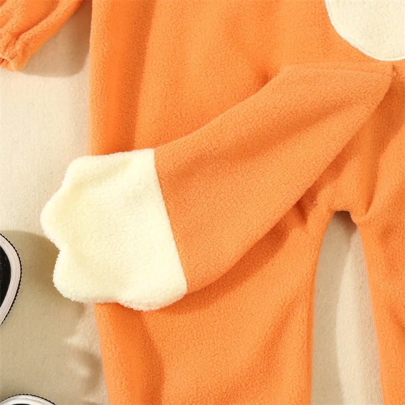 Cartoon Blue Orange Dog Costume For Toddler Baby Boys Girls Halloween Costume Hooded Ear Tail Jumpsuit