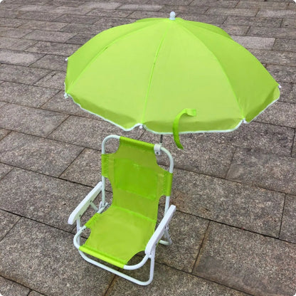 Kids Foldable Beach Chair With Detachable Sun Umbrella Protection For Beach Camping Picnic Backyard Outdoor Furniture