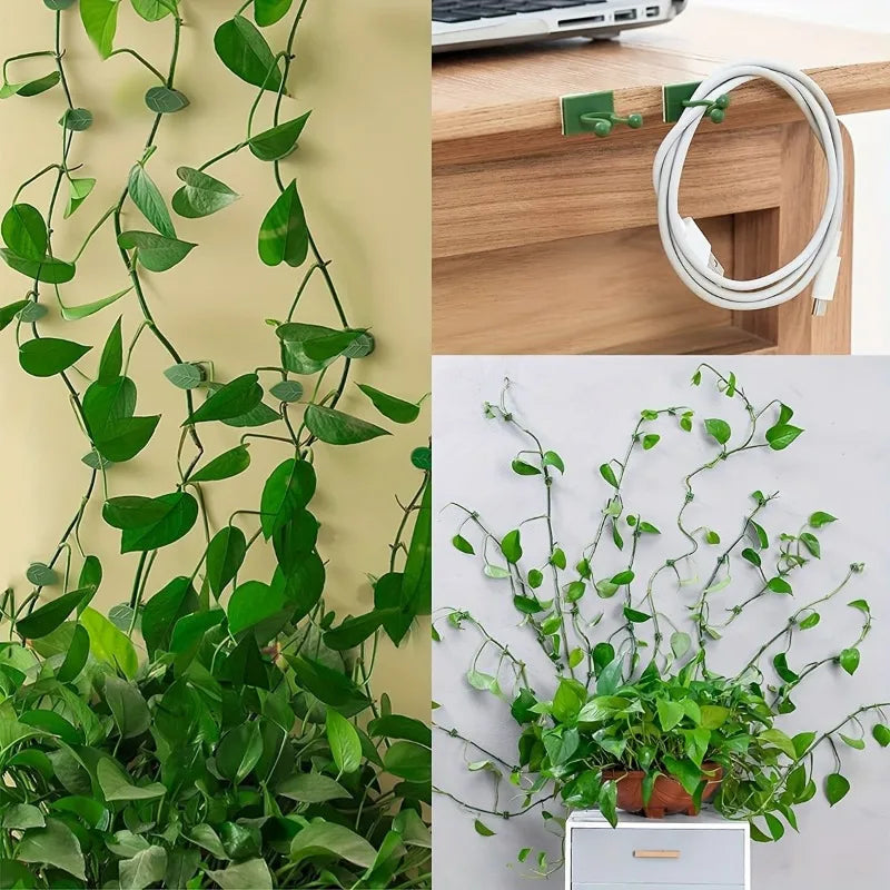 30pcs Invisible Plant Climbing Wall Hooks - Self-Adhesive, Reusable, Adjustable Vines Traction Holders for Indoor Outdoor Garden