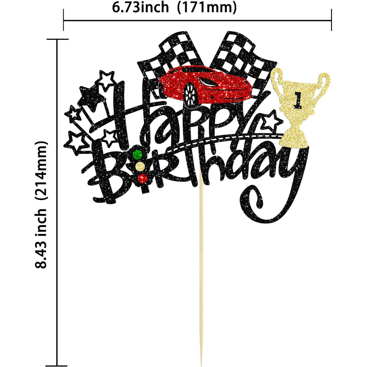 Cake Topper Racing Car Flag Happy Birthday Sports Car Theme Boy Man Party Baby Shower Cupcake Decoration Baking Supplies Stars