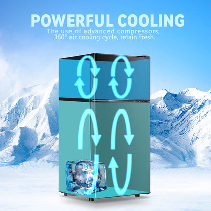 Refrigerator with Top Freezer 2.4Cu.ft Two Door Small Mini Fridge for Person Use with Egg tray, Grey