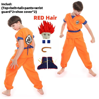 Boys Girls Halloween Son Goku Cosplay Costumes For Kids Outfit Bodysuit Men Krillin Training Clothes Saiyan Outfits Wig Dress Up