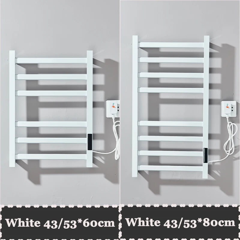 Black/White Electric Towel Rack With Digital Display Touch Temperature&Time Control Smart Heated Towel Rail Towel Warmer