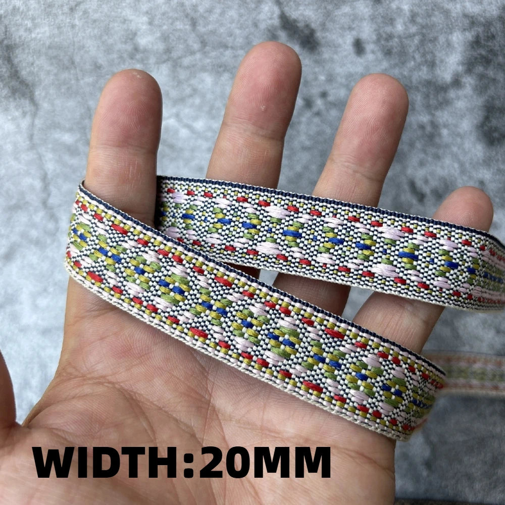 5 Yards 1~3CM Geometric Flower Designs Are Selling Well Embroidered Jacquard Ribbon Decorative Clothing Dog Chain Curtains