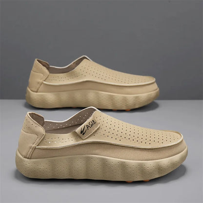 Fashion Men's Casual Shoes Outdoor Non-slip Walking Footwear Comfortable Loafers Thick-soled Leather Platform Driving Shoes