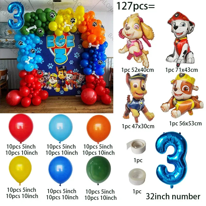 1set Paw Patrol Balloons Kids Birthday Party Supplies Cute Cartoon Anime Patrol Canine Theme Party Decoration Chase Toy Gifts