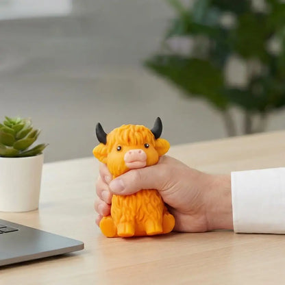 Highland Cow Squishy Toy Slow Rising Stress Relief Fidget Ball Cute Stuffed Animal Squeeze Toy for Kids Adults Birthday Gift