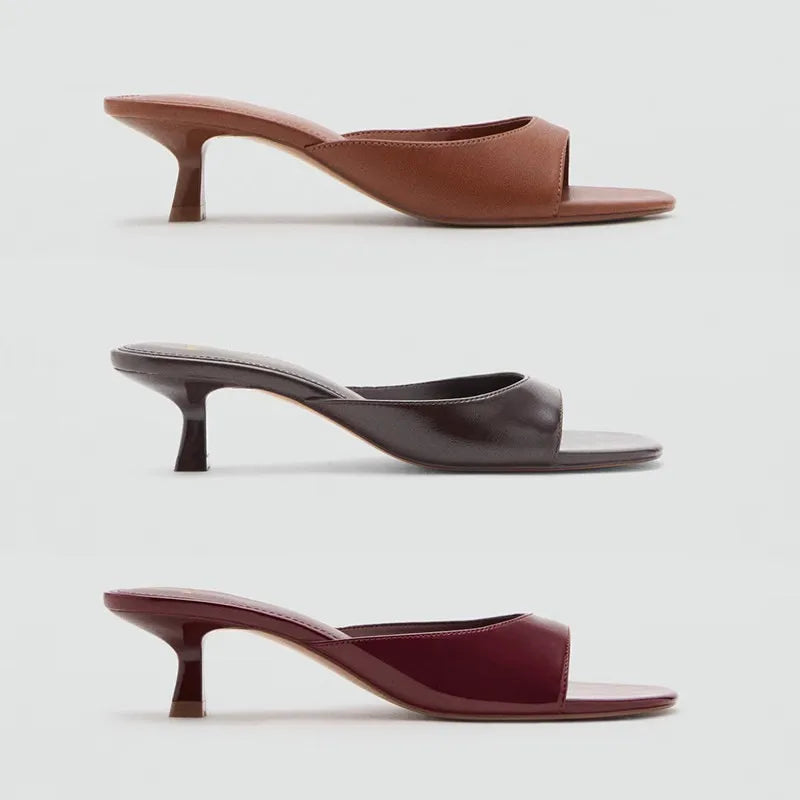 *Fashionable Sexy and Comfortable Casual Slippers for Women Summer New Hot Selling Square Toe Elegant High-heeled Slippers