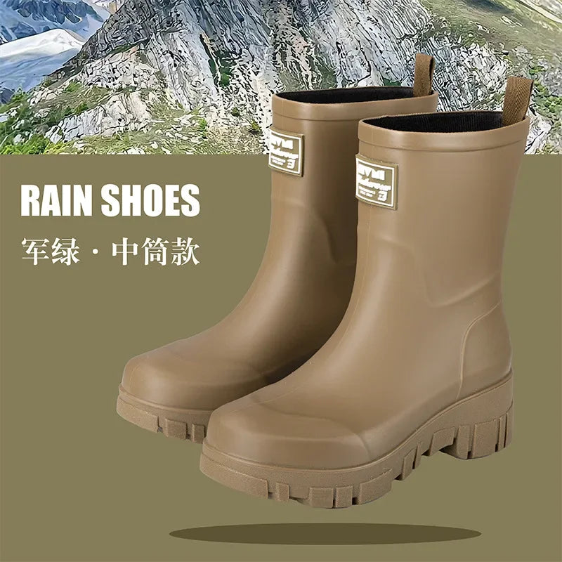 Fashionable Rain Boots for Women Thick Soles Versatile Korean Version Non-slip Wear-resistant, Casual Adult Outdoor Rubber Shoes