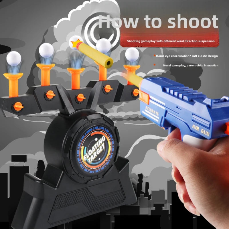 New Electric Floating Ball Shooting Target Toy Set Soft Bullet Pistols Interactive Indoor Outdoor Game Birthday Gift for Kids