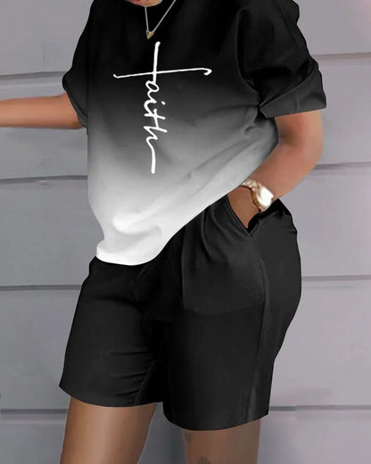 Sexy Women T-shirt Blouses 2 Piece Sets Suit Letter O-neck Backless Tops Pencil Long Pants Set Casual 2 Piece Sets Woman Clothes