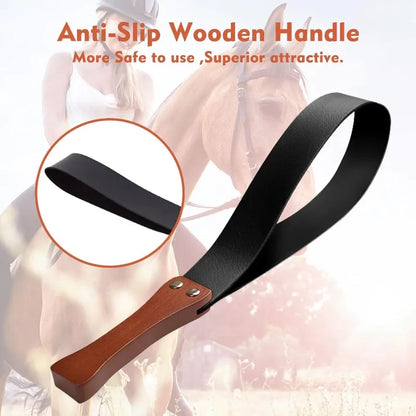 New! High quality For Horses, 19'' Equestrianism Crops Leather Paddle with Anti-Slip Wooden Handle, Riding Crop