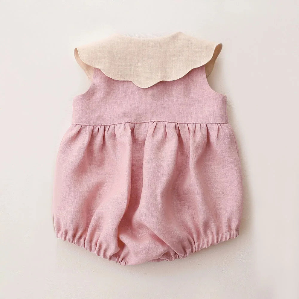 0-2y Baby Girls Clothes Cotton Linen Sleeveless Infant Girl Rompers