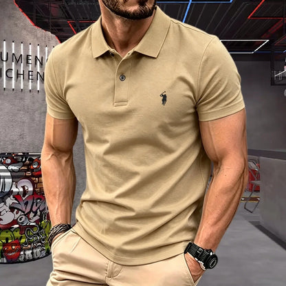 100% pure cotton high-end brand men's short sleeve polo shirt 2026 summer luxury fashion pony embroidery golf top casual T-shirt