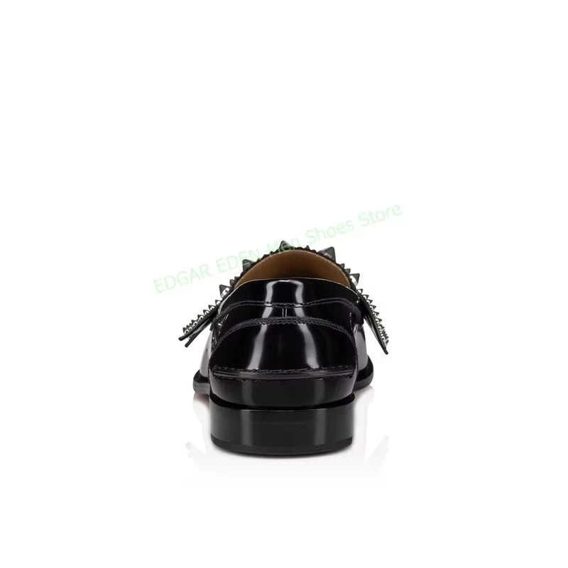 Luxury Crystal Decoration Genuine Leather Man Single Shoes Classic Round Toe Comfortable Slip On Male Wedding Black Formal Shoes