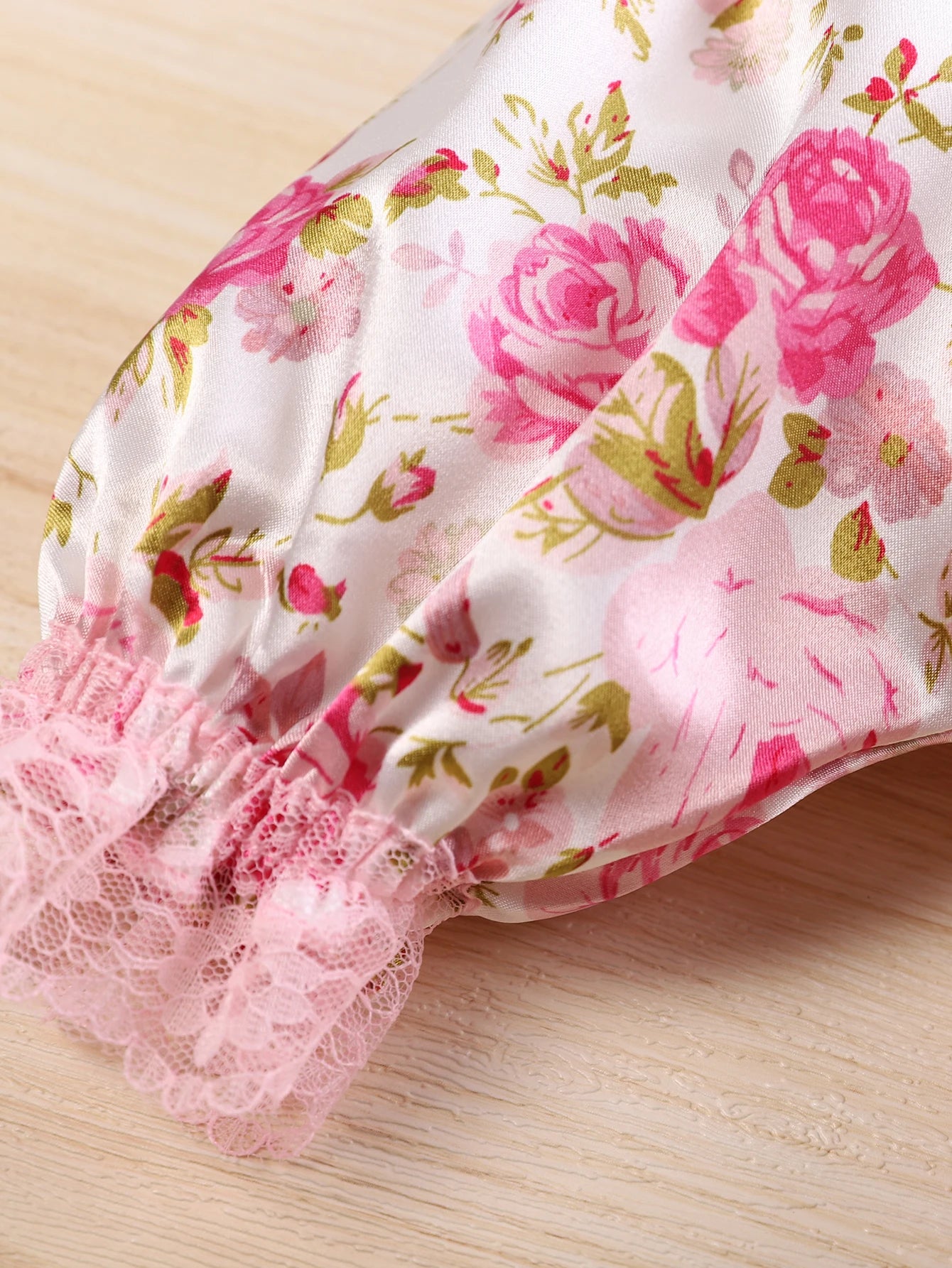 Baby Girls Floral Romper Set, Sleeveless Lace Trim Jumpsuit + Matching Bow Headband, 2pcs Outfit
