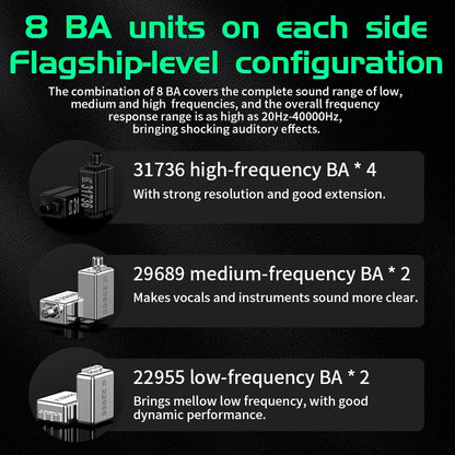 KZ AS16 Pro In Ear Wired Earphones 16BA Balanced Armature HIFI Bass Monitor Headphones  Noise Cancelling Earbuds Sport Headset
