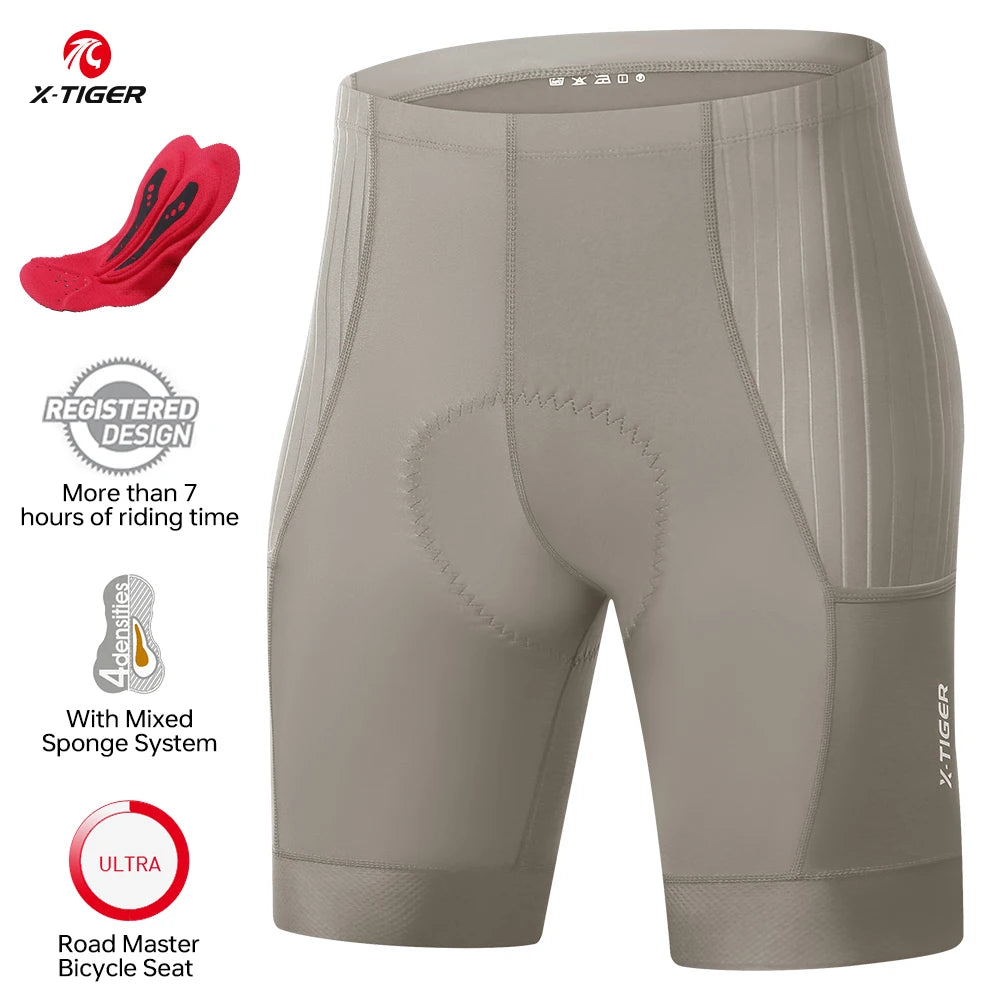 X-TIGER Men's Cycling Shorts Padded Bicycle Short Road Biking Clothing Road Mountain Riding Bicycle Cycle Shorts with Pockets