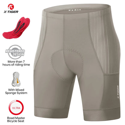 X-TIGER Men's Cycling Shorts Padded Bicycle Short Road Biking Clothing Road Mountain Riding Bicycle Cycle Shorts with Pockets